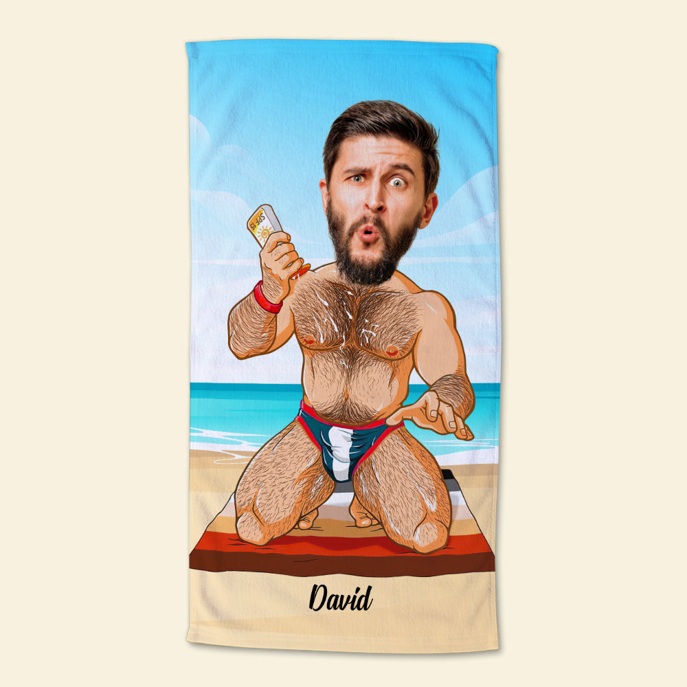 Body's Man With Beach Background - Custom Photo Beach Towel - Beach Towel - GoDuckee