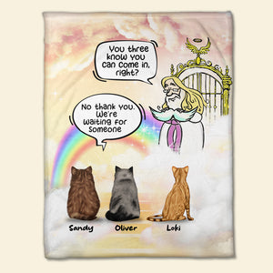 No Thank You I'm Waiting For Someone, Personalized Heaven Cat Blanket, Gift For Cat Lovers - Blanket - GoDuckee