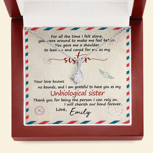 Unbiological Sister Alluring Beauty Necklace - Custom Name - Stamp Postage - Jewelry - GoDuckee