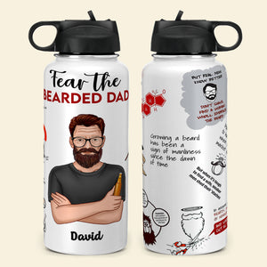 Personalized Bearded Man Water Bottle - Fear The Bearded Dad - Water Bottles - GoDuckee