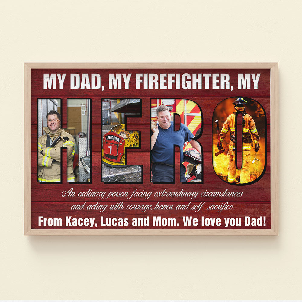 Personalized Firefighter Wall Art My Dad My Hero - Poster & Canvas - GoDuckee