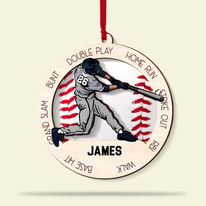 Baseball Player Pose Personalized Wood Ornament - Ornament - GoDuckee