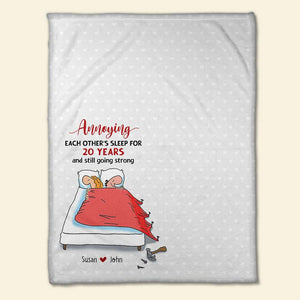 Annoying Each Other's Sleep Personalized Funny Couple Blanket, Gift For Couple - Blanket - GoDuckee