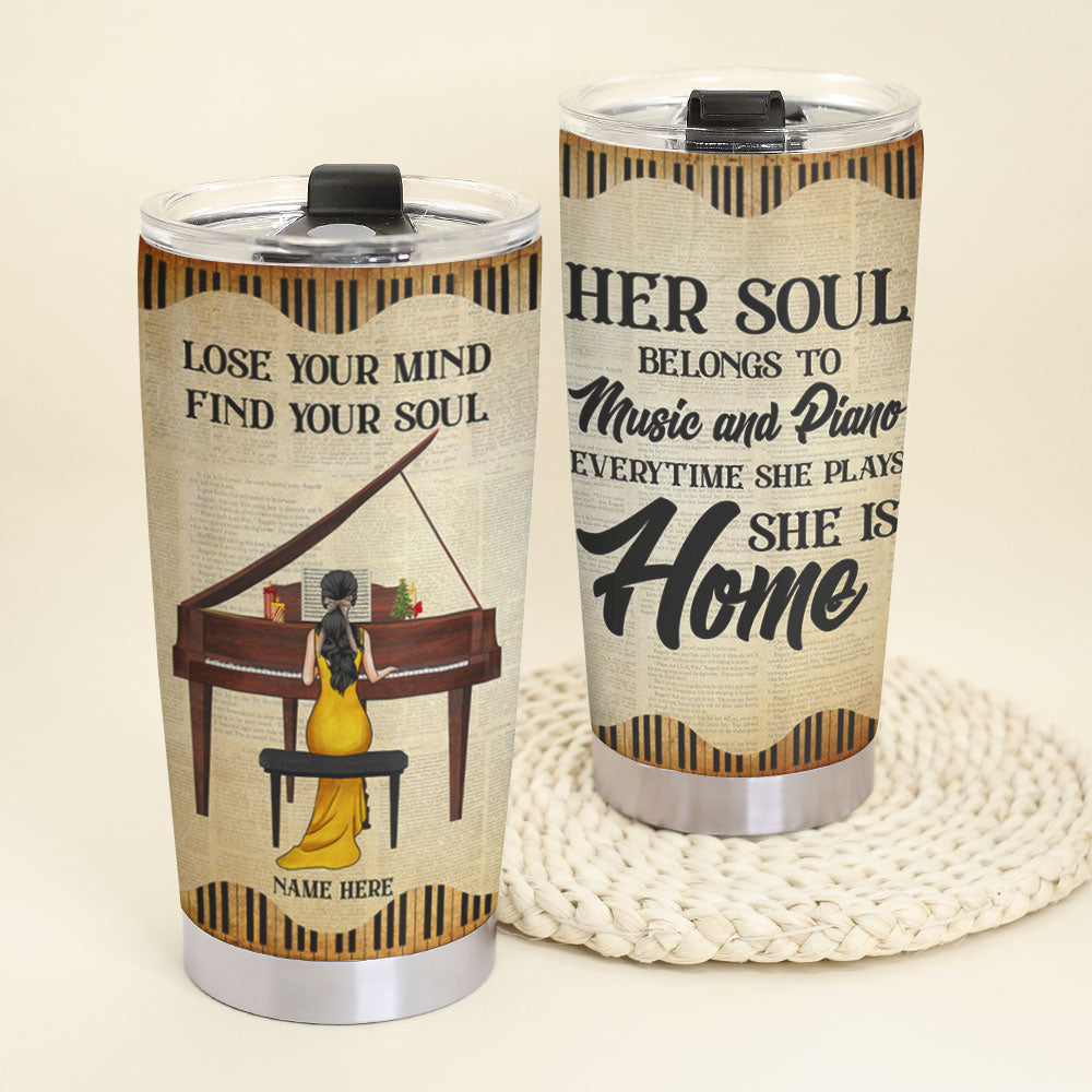 Personalized Piano Girl Tumbler - Her Soul Belong To Music And Piano - Tumbler Cup - GoDuckee