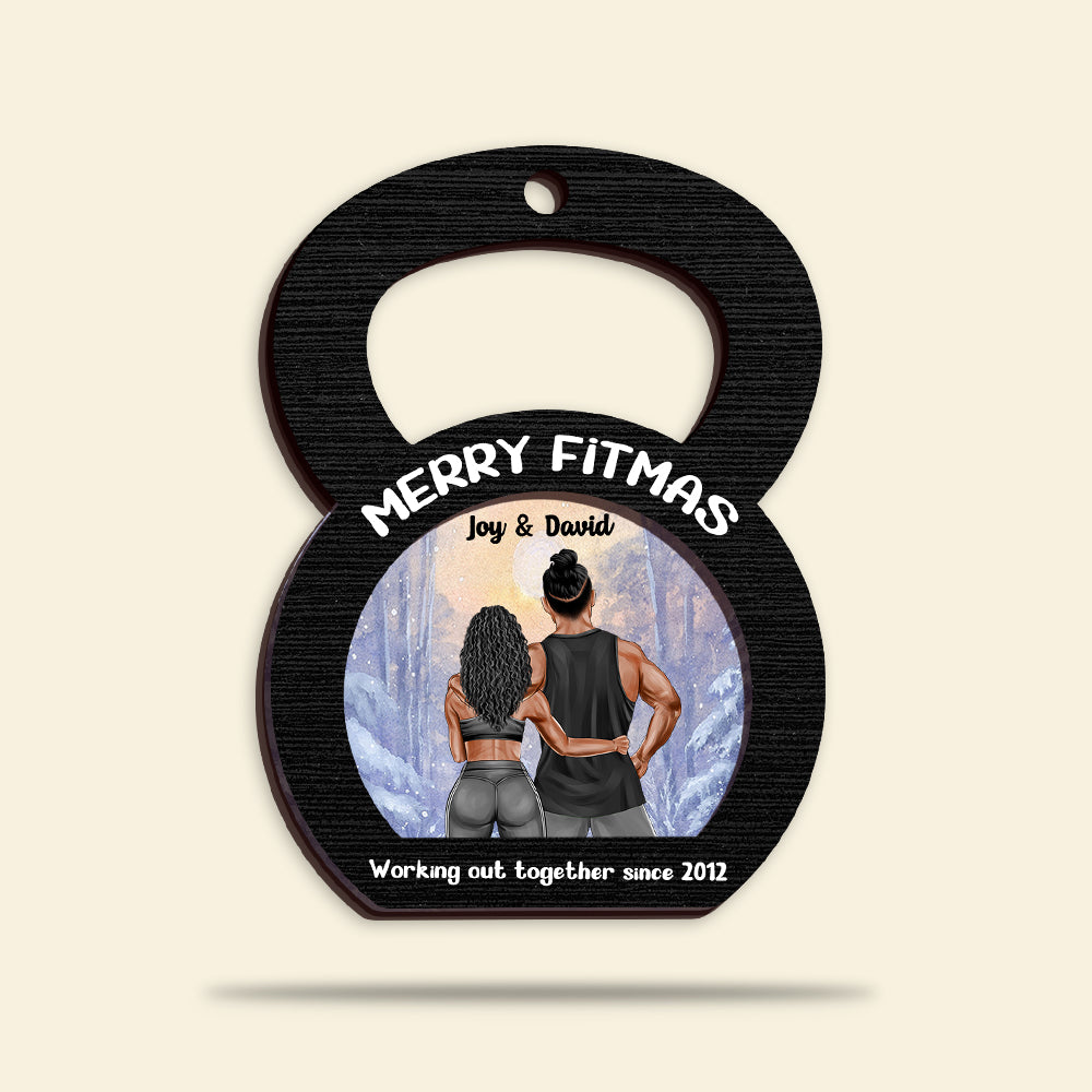Gym Couple Merry Fitmas - Personalized Ornament - Ornament - GoDuckee