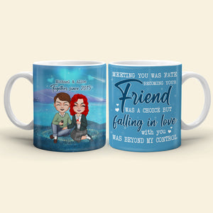 Falling In Love With You, Anniversary Couple Chilling White Edge to Edge Mug - Coffee Mug - GoDuckee