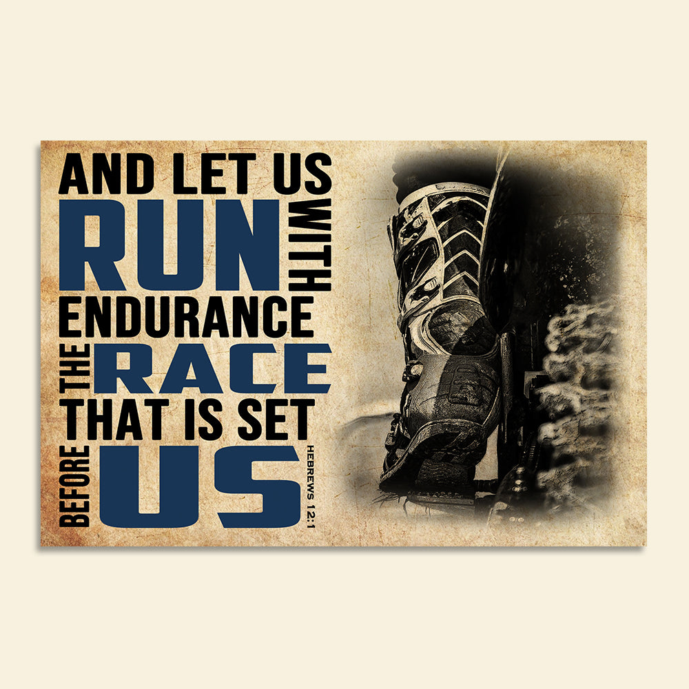 Vintage Motocross Poster - And Let Us Run With Endurance - Poster & Canvas - GoDuckee