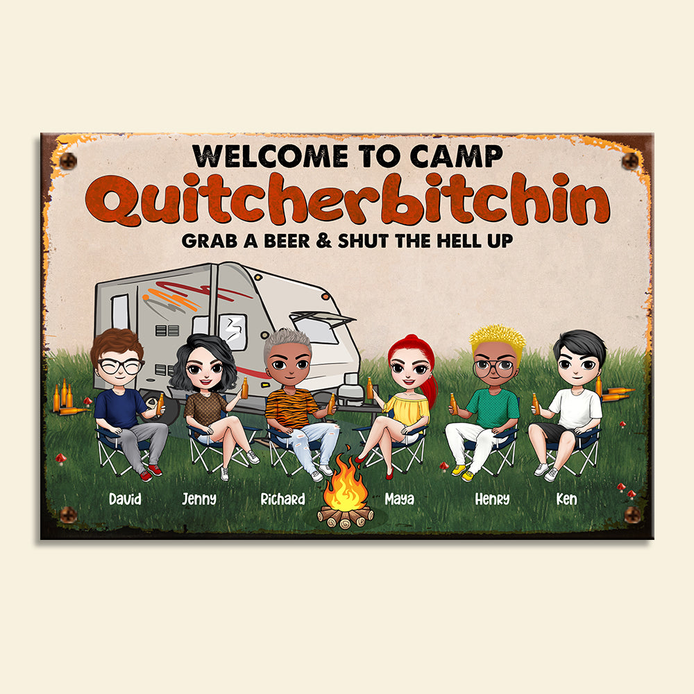 Personalized Camping Printed Metal Sign - Welcome To Camp - Metal Wall Art - GoDuckee