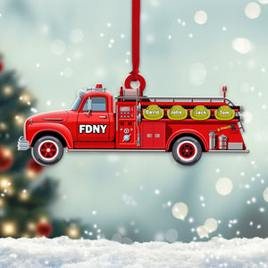 Personalized Firefighter Ornament, Fire Truck, Christmas Tree Decor - Ornament - GoDuckee