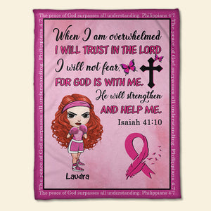 Breast Cancer Awareness - Personalized Boxing Girl Blanket - I Will Trust In The Lord - Blanket - GoDuckee