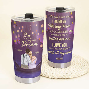 The Day I Met You I Found My Missing Piece Personalized Couple Tumbler - Tumbler Cup - GoDuckee