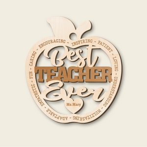 Best Teacher Ever - Personalized Wood Ornament, Apple Ornament - Gift For Teacher - Ornament - GoDuckee