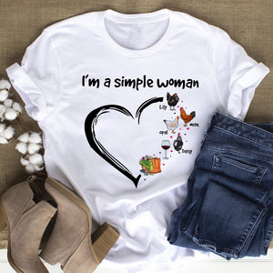I'm A Simple Woman Personalized Gardening Chicken Shirt Gift For Chicken Girl - Shirts - GoDuckee