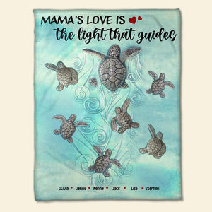 Custom Turtle Family Blanket - Mama's Love Is The Light That Guides - Blanket - GoDuckee