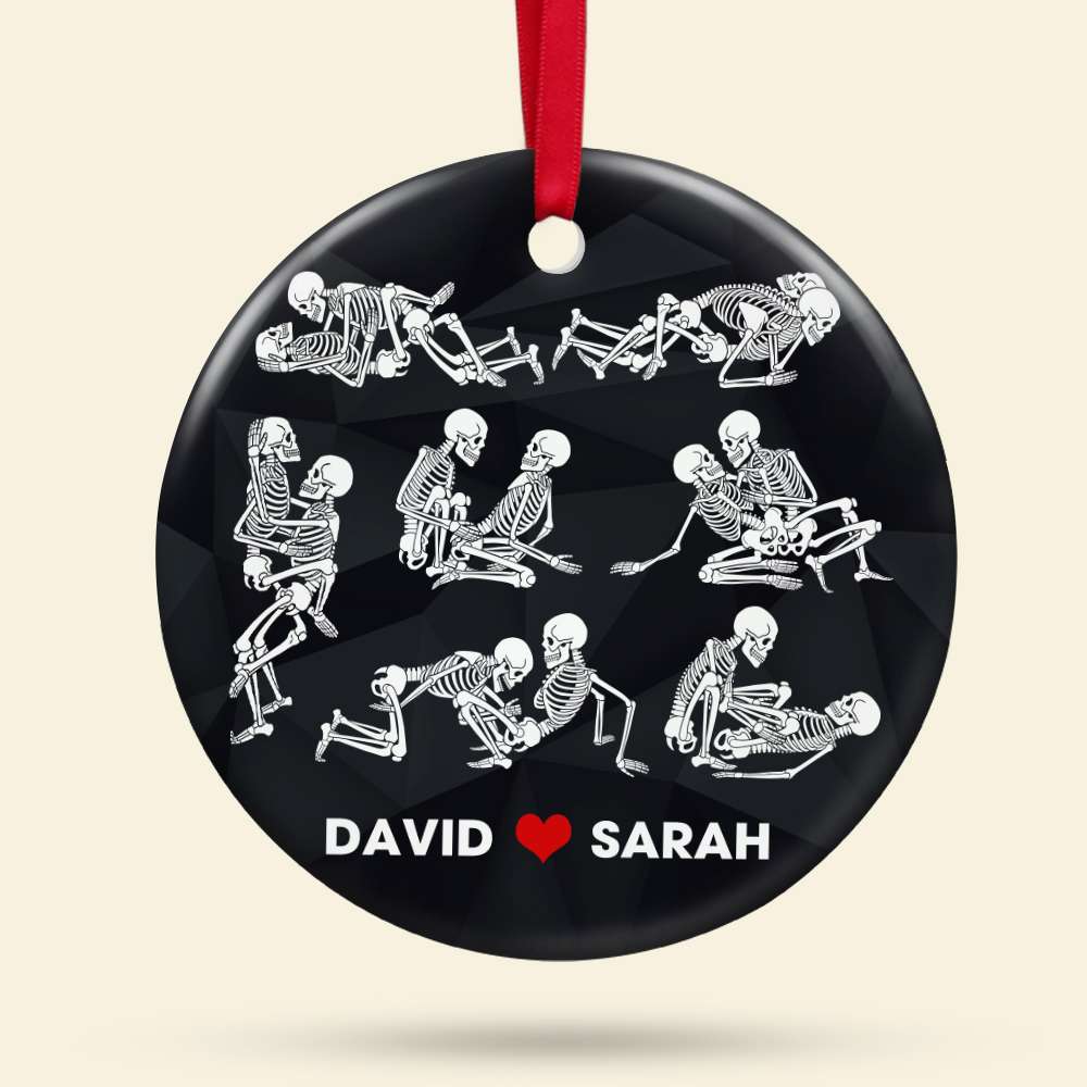 Funny Naughty Skeleton Couple Personalized ceramic Ornament, Christmas Gift For Couple - Ornament - GoDuckee