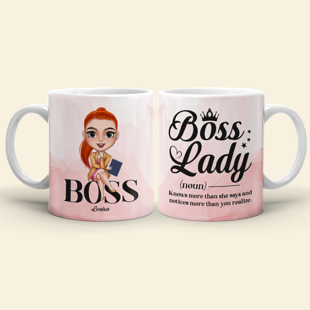Boss Lady Knows More Than She Says Personalized Boss Lady Mug - Coffee Mug - GoDuckee