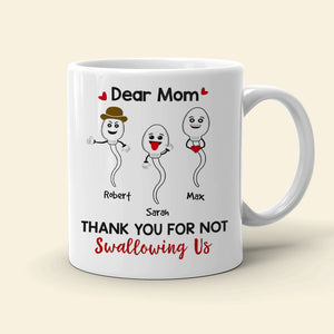 Dear Mom, Thank You For Not Swallowing, Gift For Mom, Personalized Mug, Sperm Kid Mug, Mother's Day Gift - Coffee Mug - GoDuckee