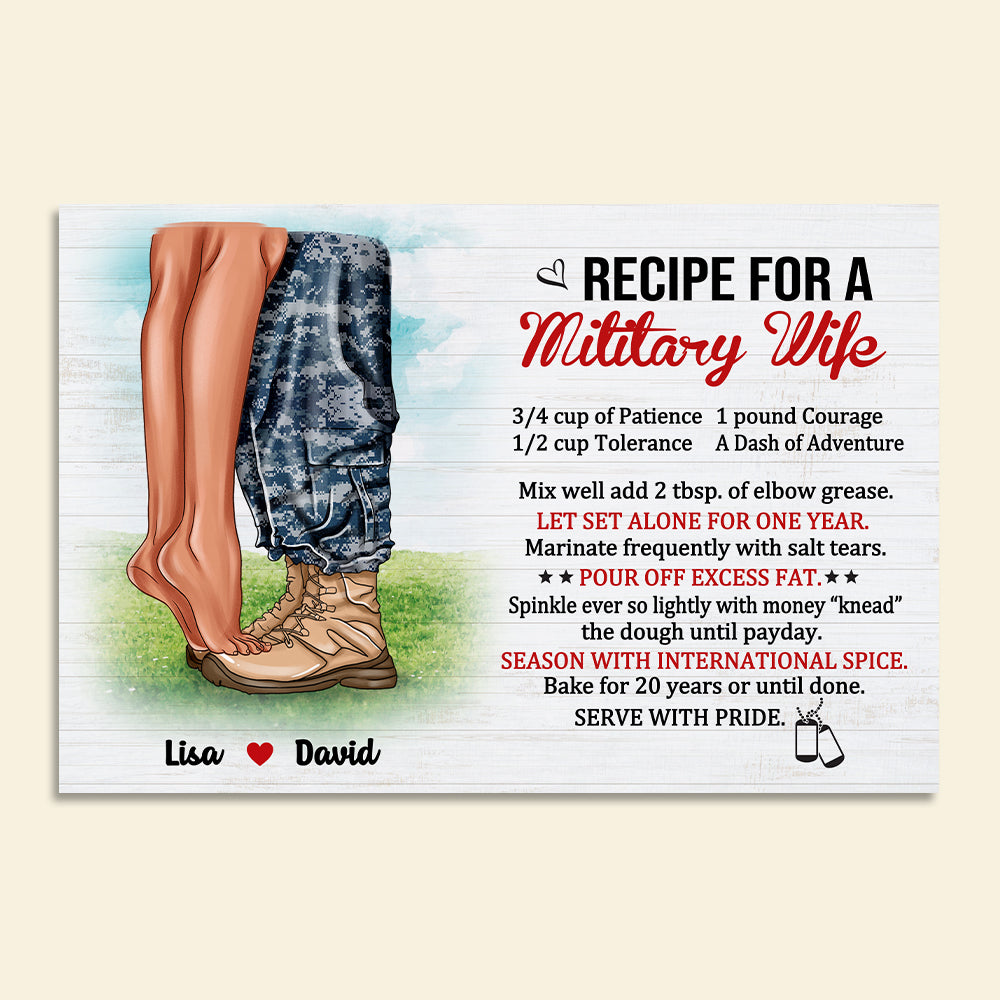 Personalized Military Couple Poster - Recipe For A Military Wife - Poster & Canvas - GoDuckee
