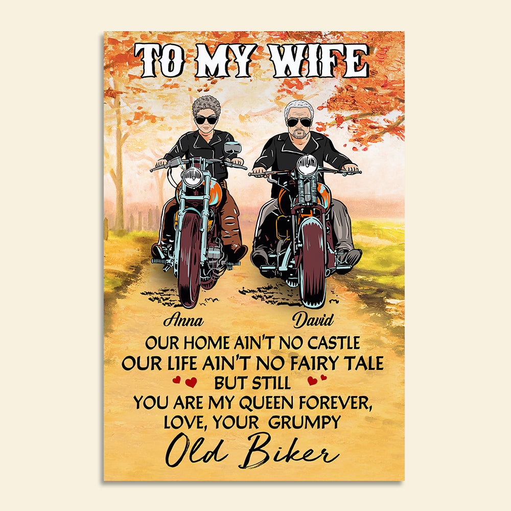 Personalized Marriage Chapter Poster - Biker Couple - To My Wife, Love, Your Grumpy Old Biker - Poster & Canvas - GoDuckee
