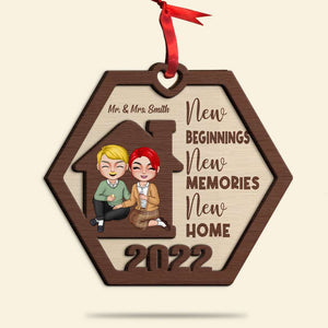 Couple New Home New Memories New Beginning, Personalized Ornament Christmas Gift - Ornament - GoDuckee