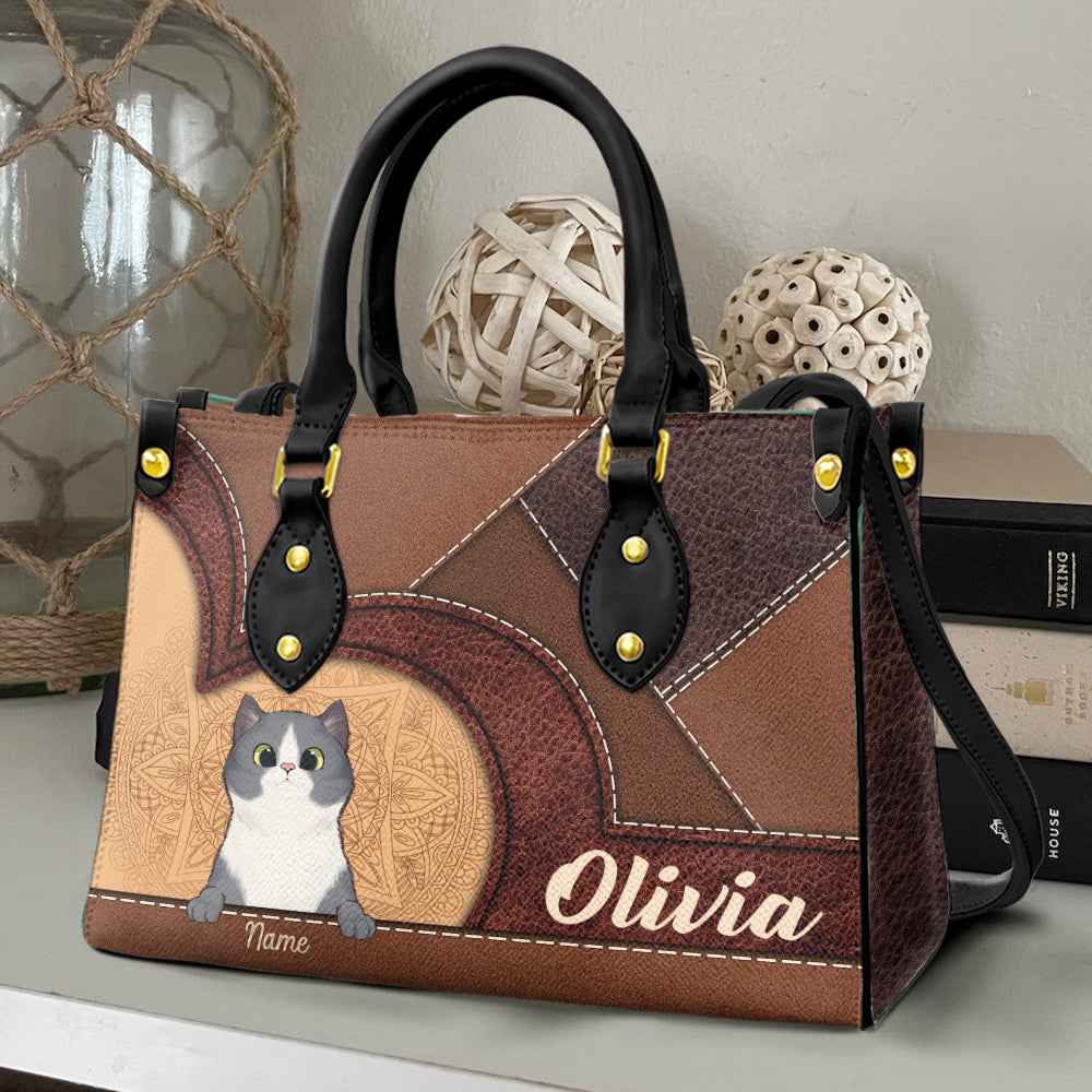 Personalized Cat Leather Bag