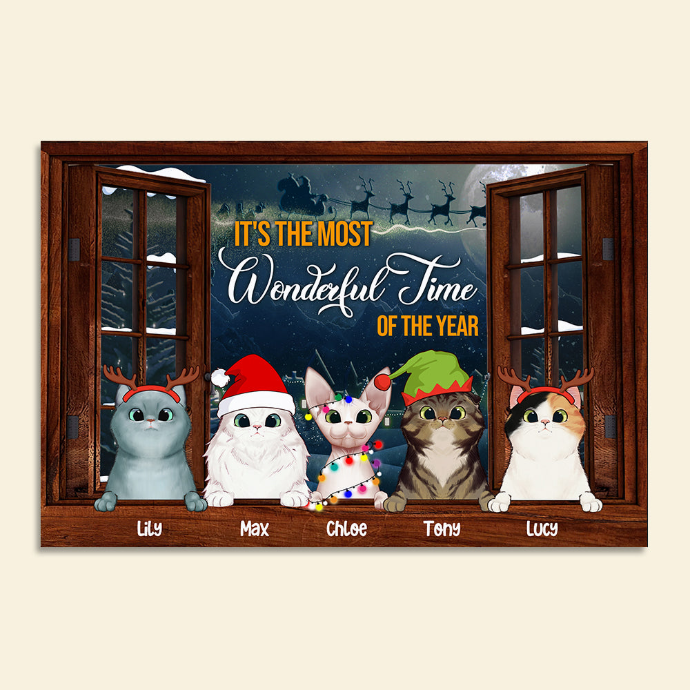 Personalized Christmas Cat Poster - It's The Most Wonderful Time Of The Year - Window Frame - Poster & Canvas - GoDuckee