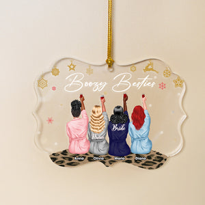 Boozy Besties Personalized Medallion Acrylic Ornament, Christmas Gift For Besties - Ornament - GoDuckee