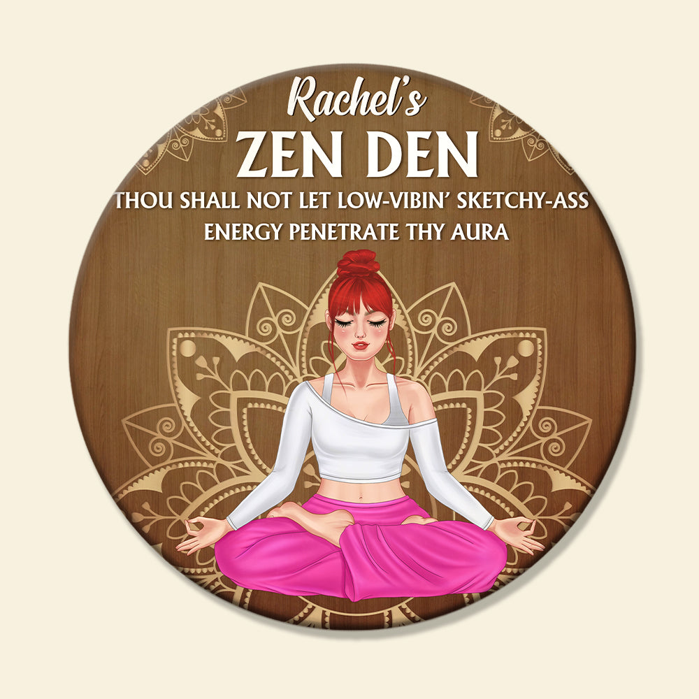 Yoga Zen Den - Personalized Round Wooden Sign - Wood Sign - GoDuckee
