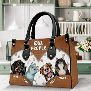 Ew, People, Personalized Leather Bag, Gift For Dog And Cat Lover - Leather Bag - GoDuckee
