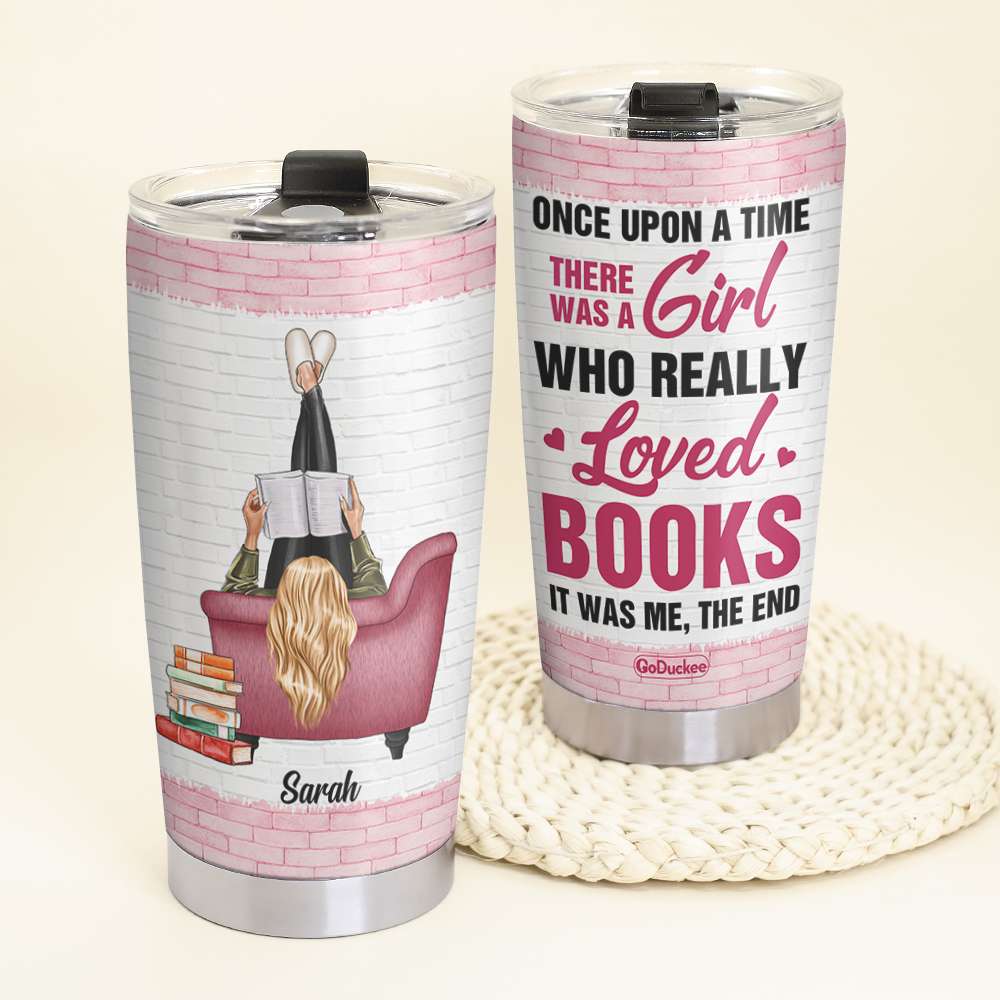 Personalized Reading Girl Water Bottle - The More I Learn About People -  GoDuckee