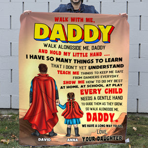 Walk With Me Daddy Personalized Father's Day Blanket - Blanket - GoDuckee