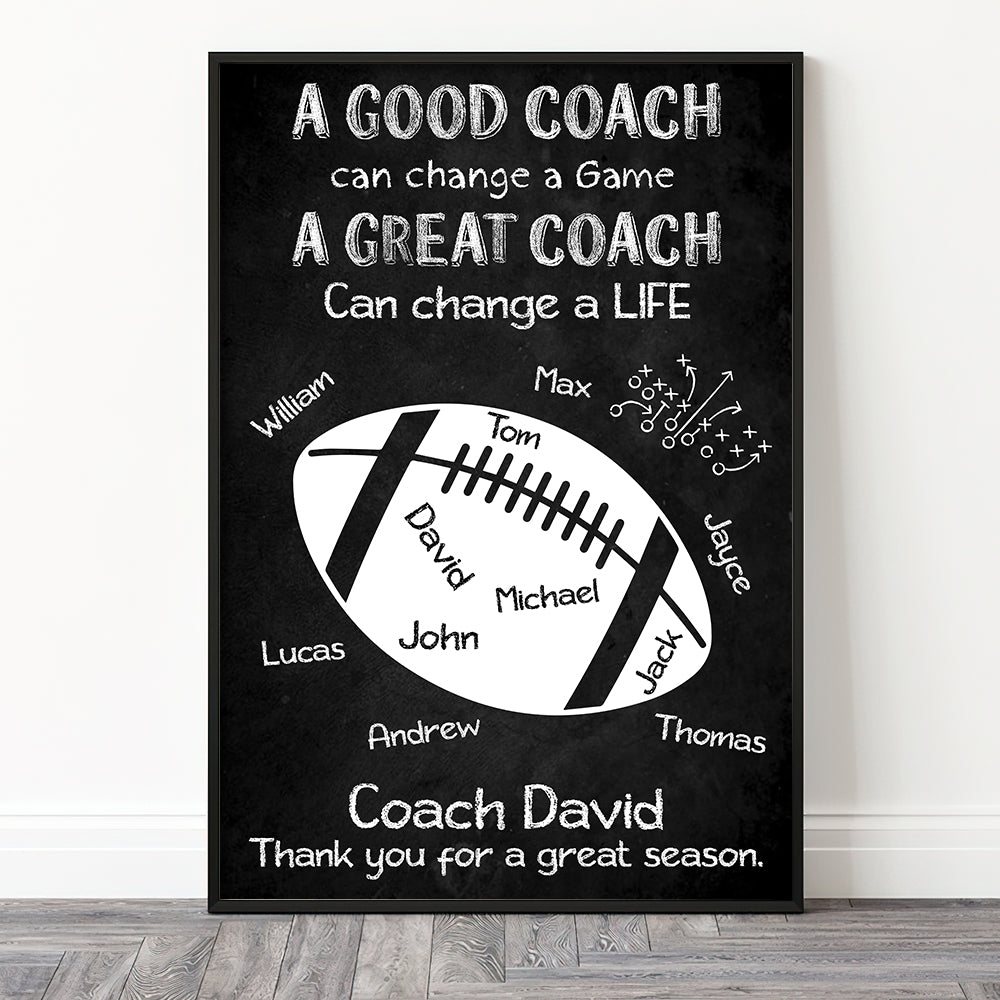 A Great Coach Can Change A Life, Personalized Football Canvas Print, Gift For Coach - Poster & Canvas - GoDuckee