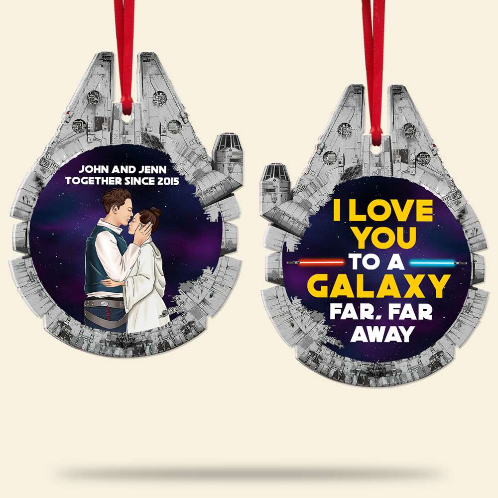 Couple Love You To The Galaxy Far Far Away, Personalized Acrylic Ornament - Ornament - GoDuckee