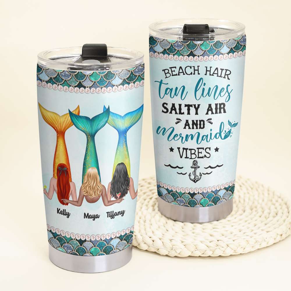 Personalized Mermaid Friends Tumbler - Best Friends Are Hard To