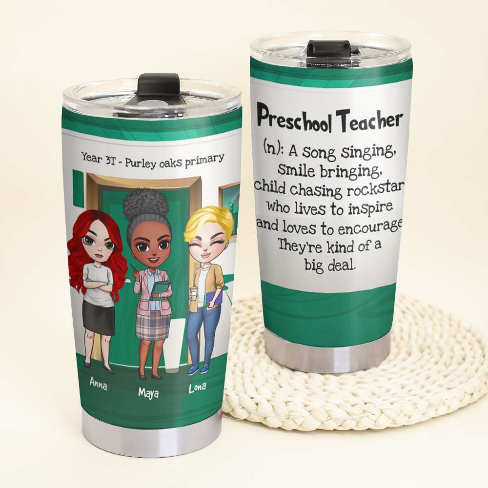 Personalized Teacher Bestie Tumbler - Teacher's Grade Definition - Chibi Teacher Front View - Tumbler Cup - GoDuckee