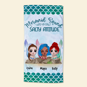 Mermaid Squad - Personalized Beach Towel - Gifts For Best Friends, Salty Sisters, Besties - Beach Towel - GoDuckee