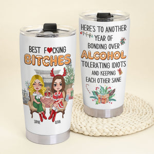 Here's To Another Year Of Bonding Over Alcohol Personalized Tumbler Cup, Christmas Gift For Friends - Tumbler Cup - GoDuckee