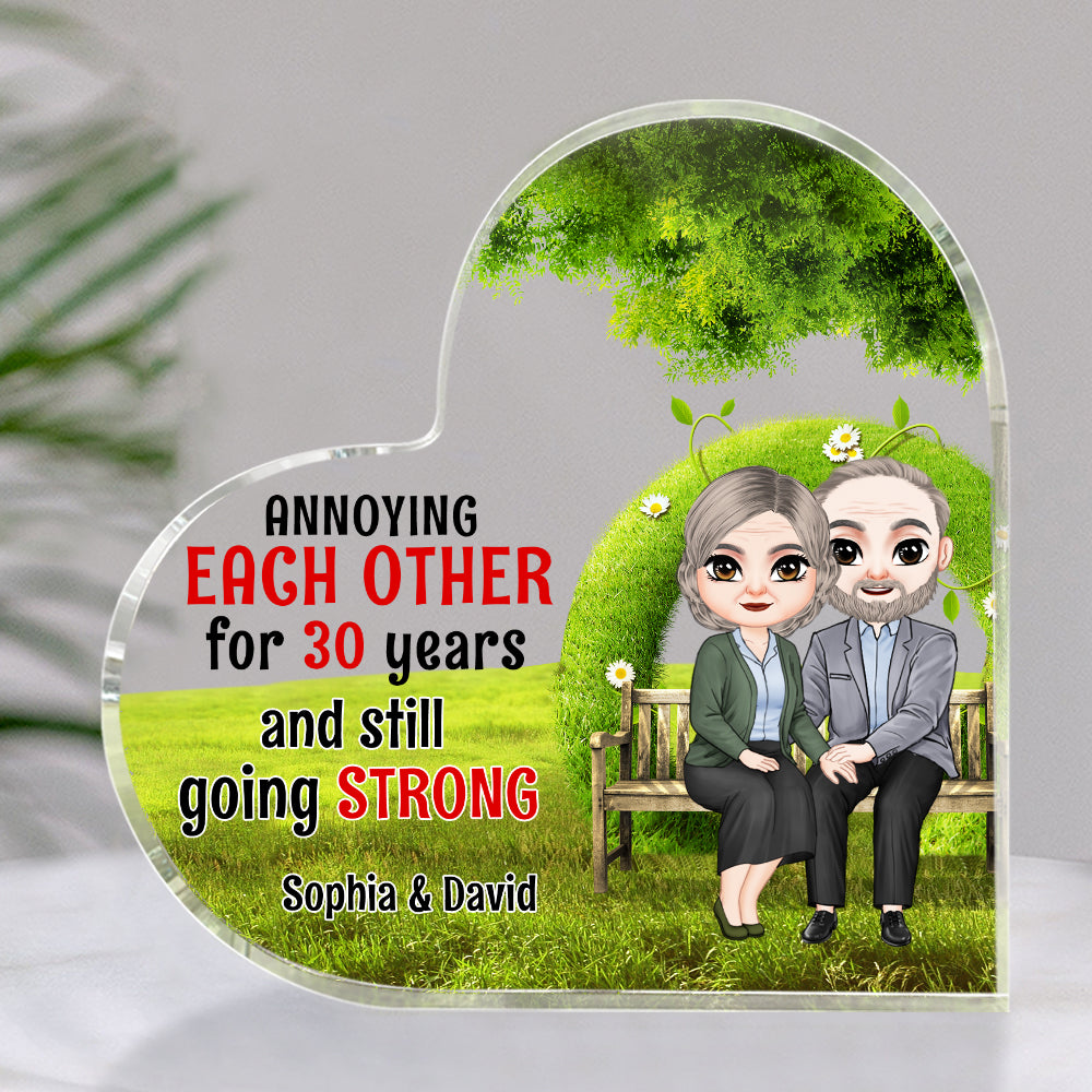 Anniversary Couple Forever Heart Shaped Acrylic Plaque - Decorative Plaques - GoDuckee