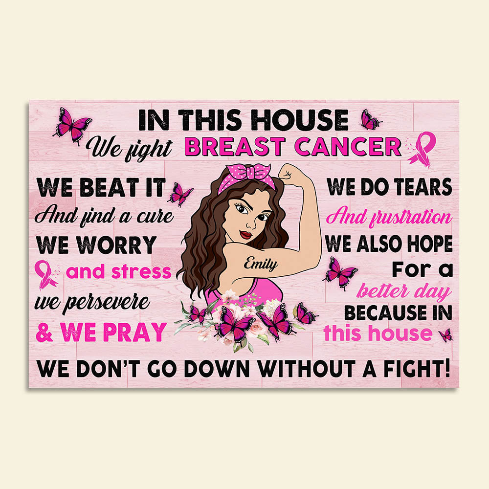 Personalized Gift Ideas For Strong Women Breast Cancer Awareness Month, We Don't Go Down Without A Fight - Custom Poster - Poster & Canvas - GoDuckee