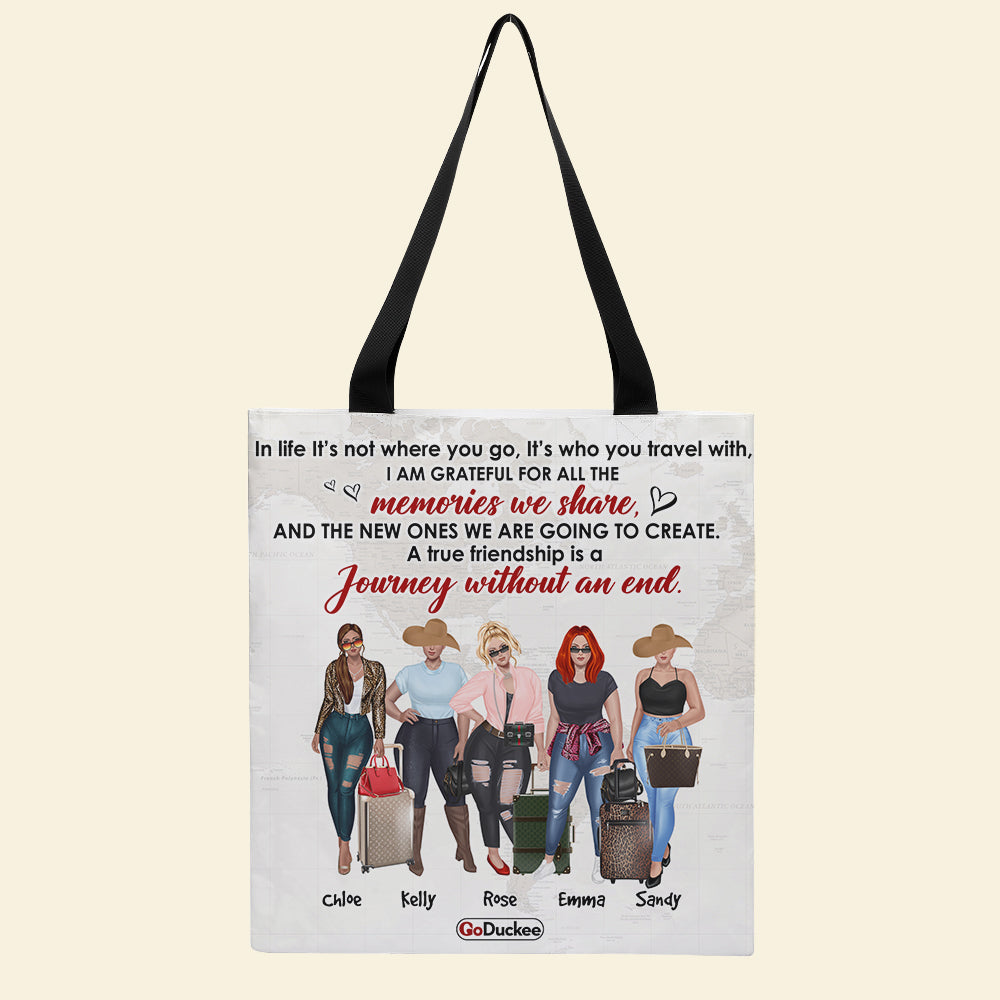 Personalized All Over Tote Bag - A True Friendship Is A Journey Without An End - Tote Bag - GoDuckee