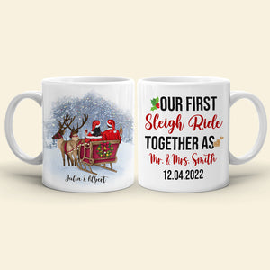 Our First Sleigh Ride Together As, Christmas White Mug Gift For Newly Married Couple - Coffee Mug - GoDuckee