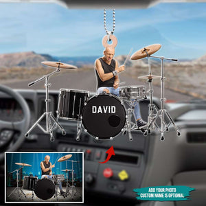 Drum Set Personalized Flat Car Ornament - Ornament - GoDuckee