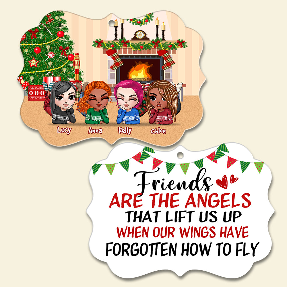 Friends Are The Angels - Personalized Christmas Ornament - Gift For Soul Sister, Best Friend, Doll Girls - Ornament - GoDuckee
