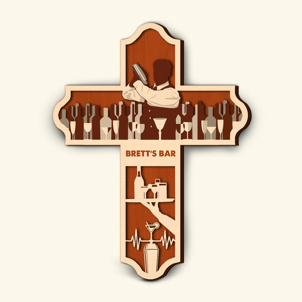 Bartender With Pattern - Personalized 3D 2-Layered Wood Art - Wood Sign - GoDuckee