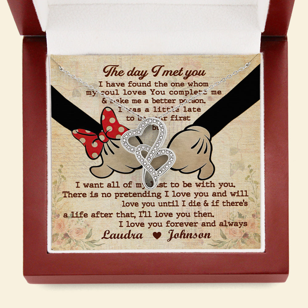 Couple I Love You Forever - Personalized Double Heart Necklace - Jewelry - GoDuckee