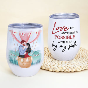 Anything Is Possible, Gift For Couple, Personalized Tumbler, Couple Kissing Tumbler, Anniversary Gift - Coffee Mug - GoDuckee