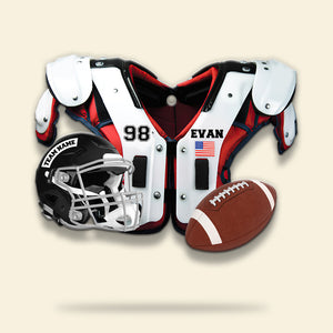 American Football Shoulder Pads And Helmet - Personalized Car Ornament And Keychain - Ornament - GoDuckee