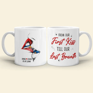 From Our First Kiss Till Our Last Breath, Kissing Galaxy White Mug - Coffee Mug - GoDuckee