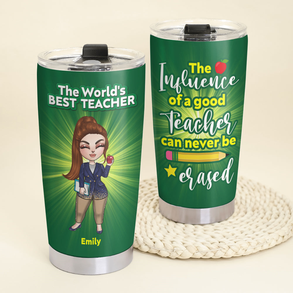 Teacher Girl Dolls, The World's Best Teacher - Personalized Tumbler - Tumbler Cup - GoDuckee