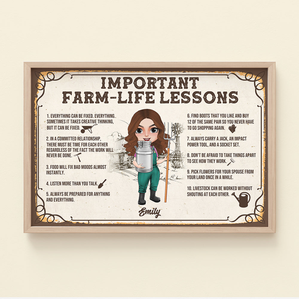 Important Farm-Life Lessons - Personalized Canvas Print - Poster & Canvas - GoDuckee